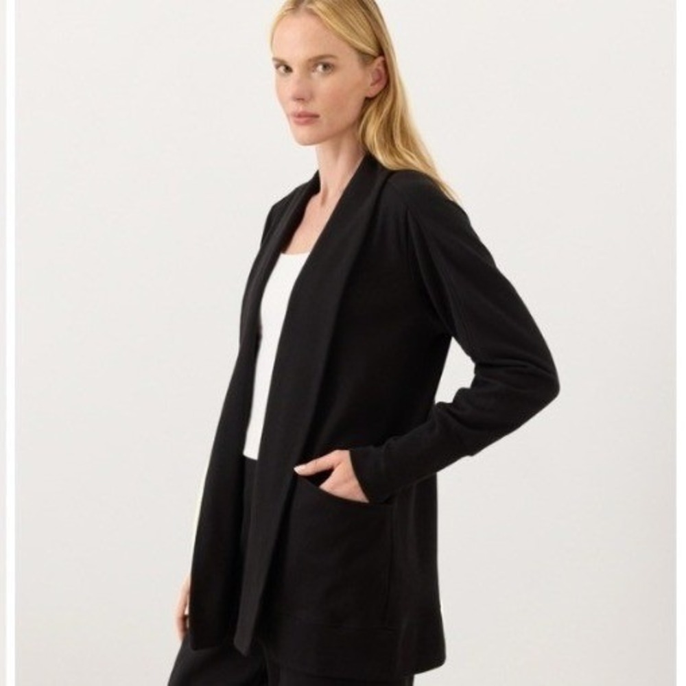 Pact Organic Cotton Open Airplane Cardigan Pockets Sustainable Layering Medium